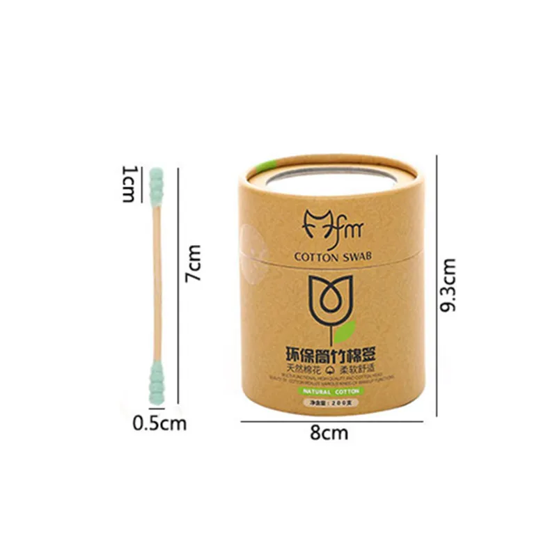 Ватные тампоны из бамбука 200 шт./кор. ватные мягкие для чистки ушей микрощётки