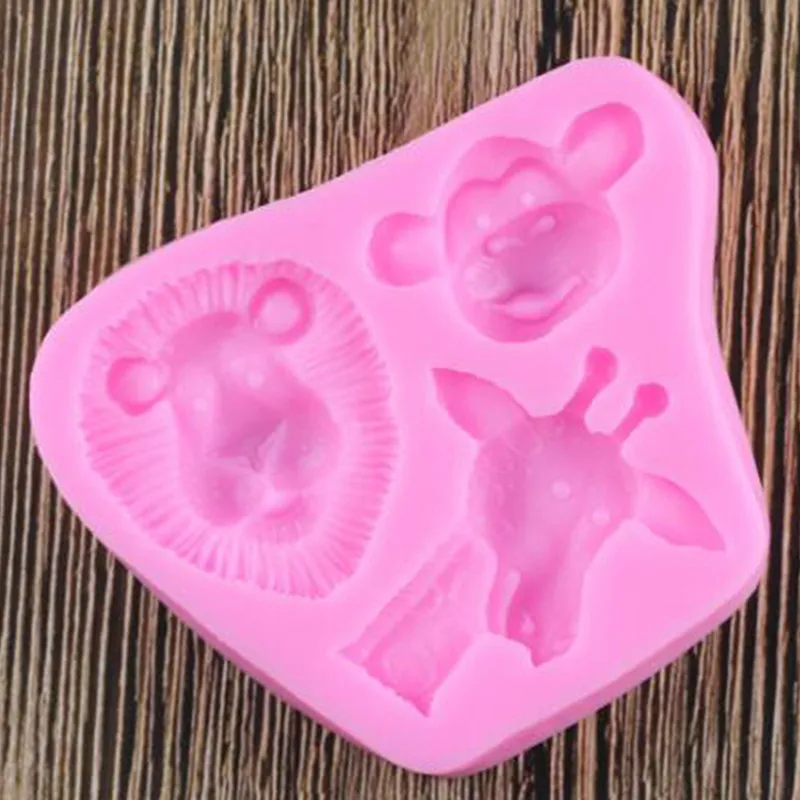 Помадка ремесло торт плесень 3D Обезьяна Жираф Лев Форма Силиконовые формы