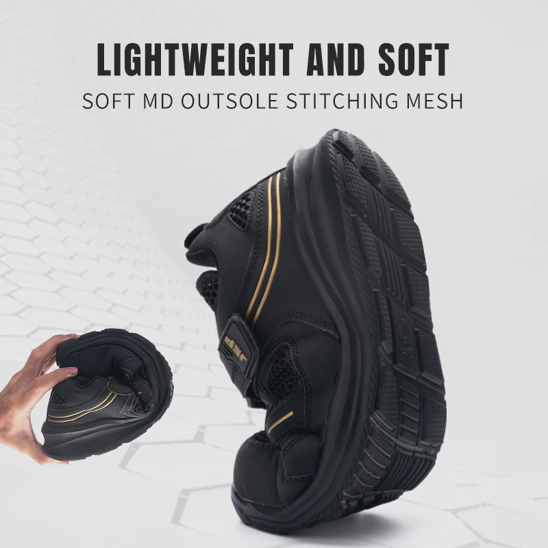 LARNMERN Безопасная рабочая обувь мужская со стальным носком Нескользящая дышащая