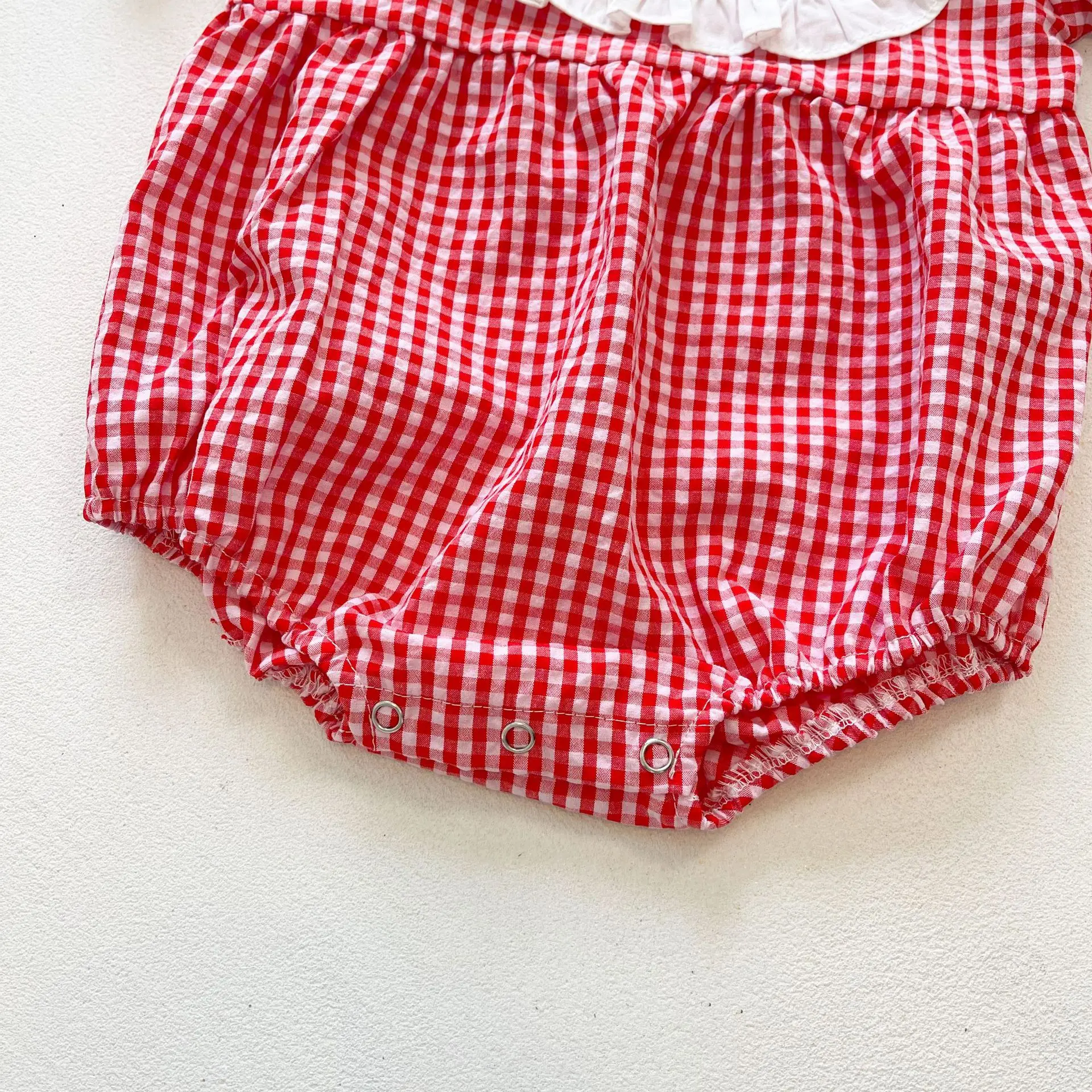 

Baby Girl Bodysuit Summer 2021 New Plaid Baby One-piece Sunflower Print Short Sleeve Jumpsuit With Hat Princess Clothes