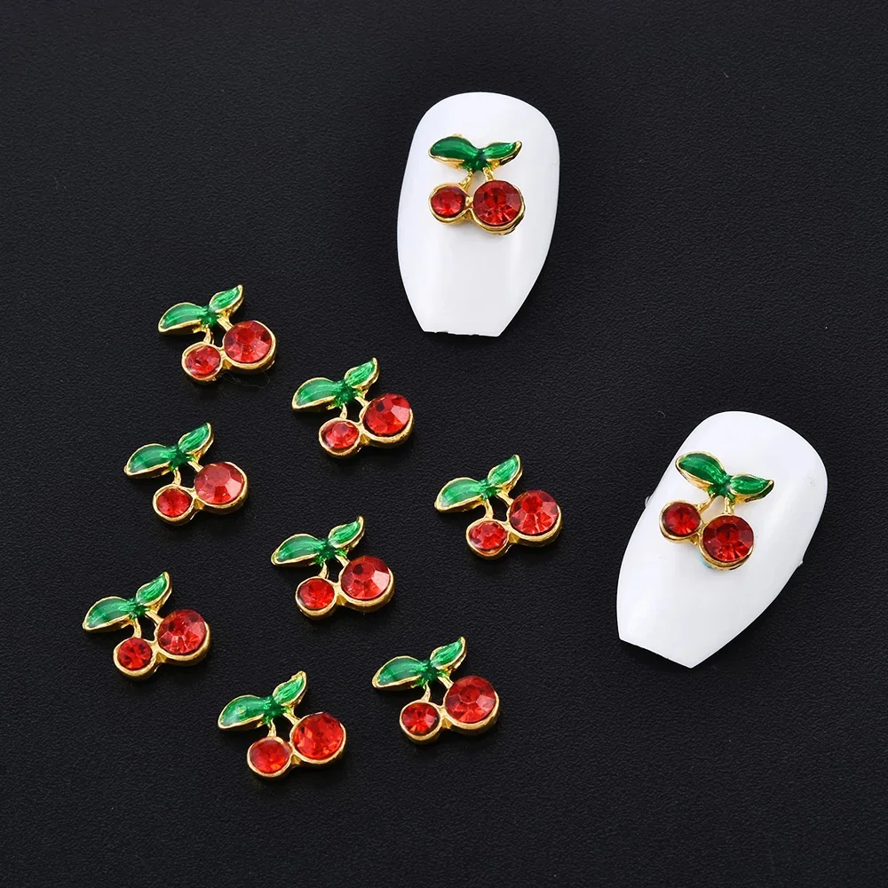 

20pcs/lot Red/Pink Cherry Blossom Nail Art Decorations Resin Sweet Rhinestones Accessories Alloy 3D Jewelry Nail Art Charms KA-5