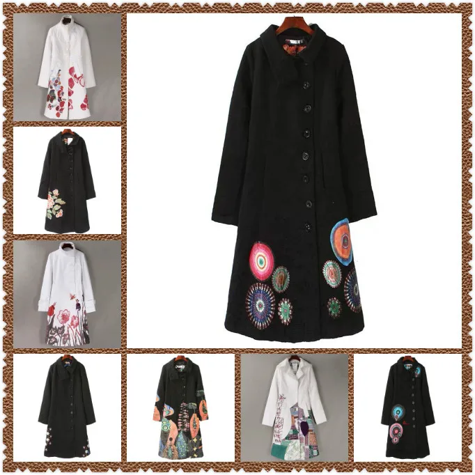 DESIGUAL 2019 Deg Espanhol populares logotipo senhora bordados Тренч casaco abrigos mujer invierno | Женская одежда