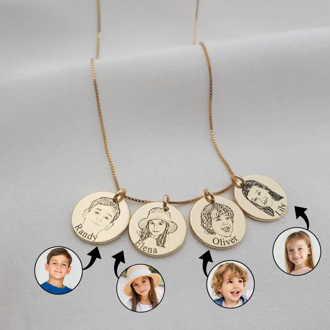 Collar personalizado con nombre de madre para mujer, collar con foto personalizada, grabado, retrato familiar, joyería