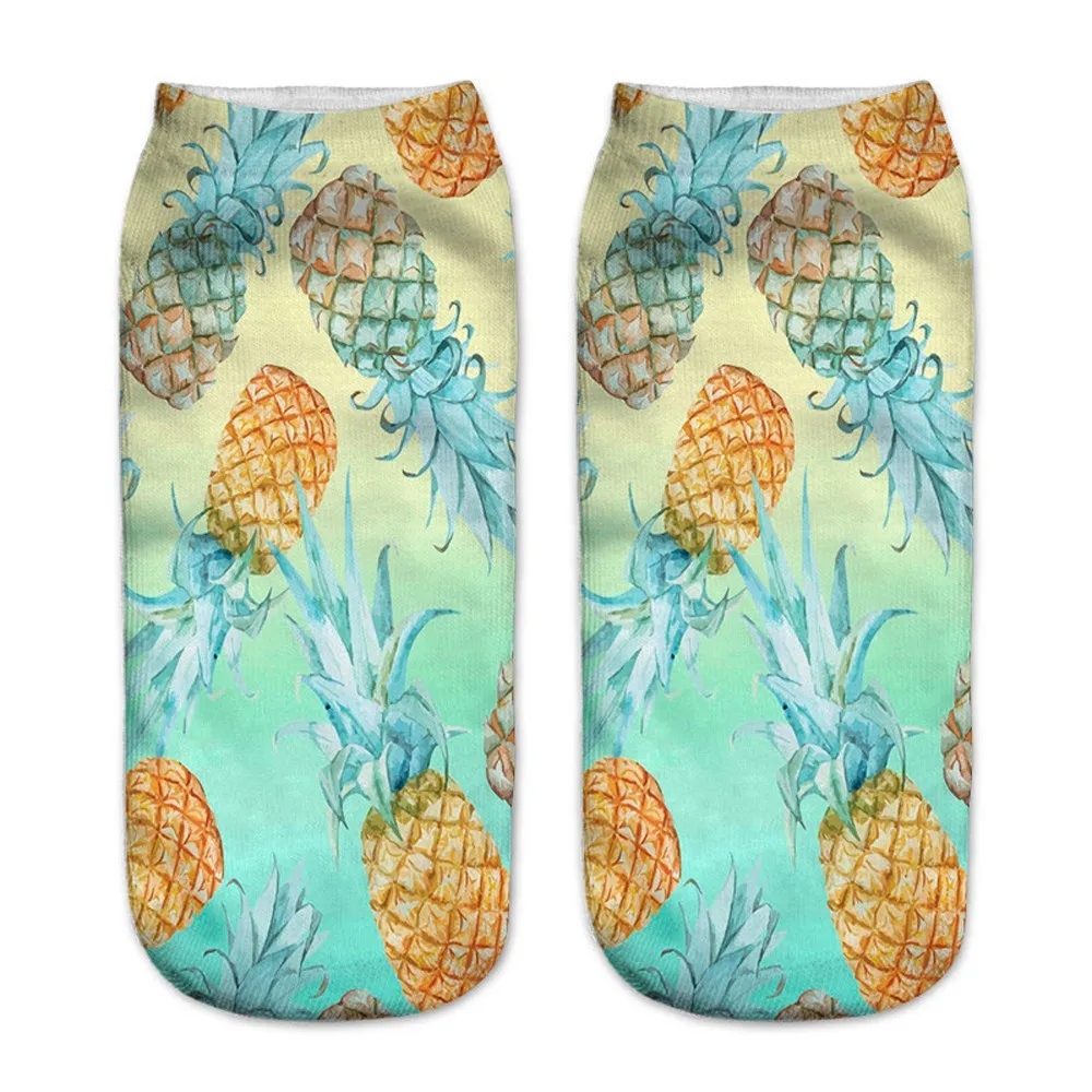 1Pairs Women 3D Cute Printing Cotton Comfortable Fashion Skateboard Socks Female Ankle Unisex Casual Short Mujer | Женская одежда