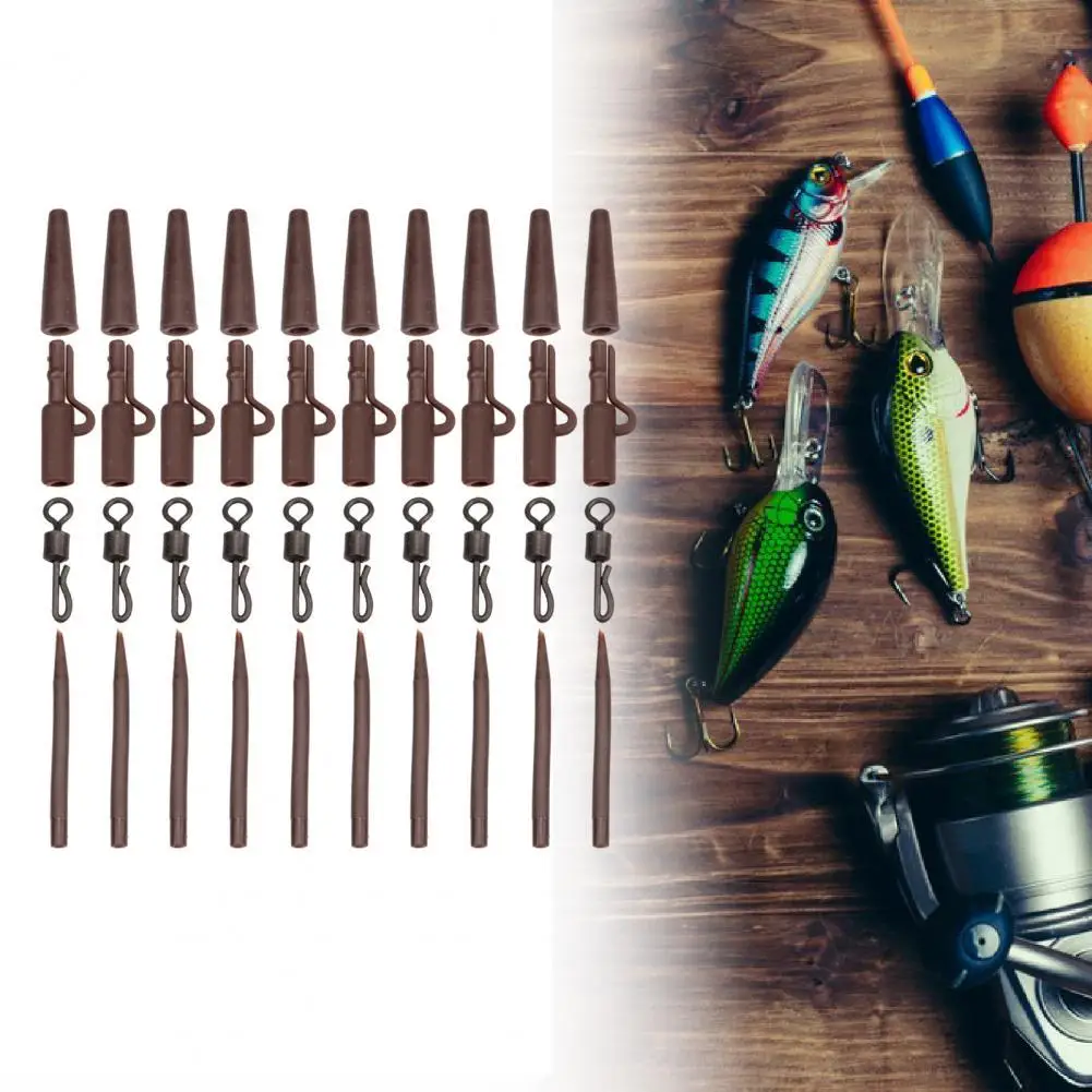 

40Pcs Rolling Swivels Anti-Entanglement Sleeves Tail Rubber Carp Lead Clip Fishing Accessories