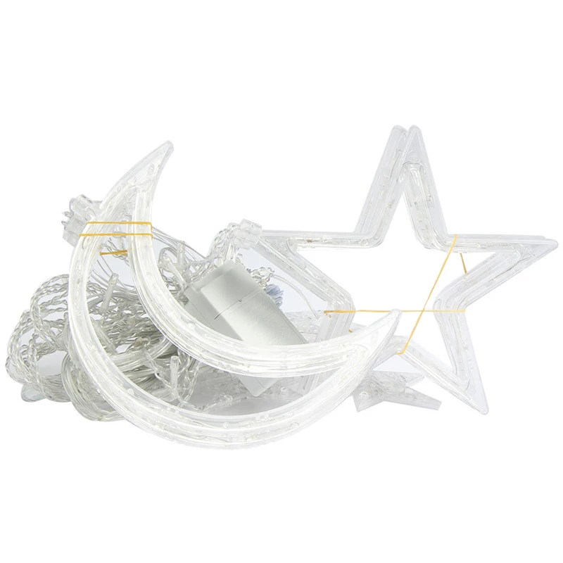 СВЕТОДИОДНАЯ Гирлянда-занавеска в виде Луны и звезды Рождественское украшение