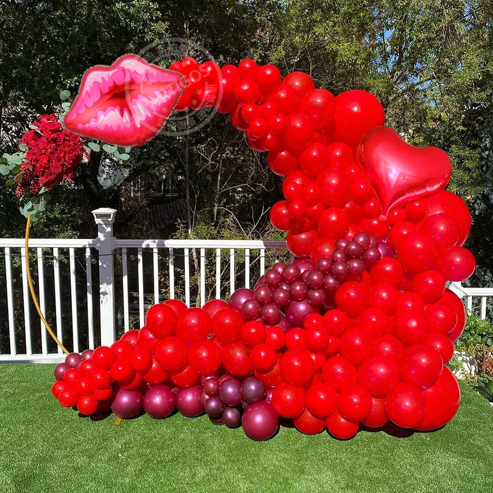 Kit de guirnalda de Globos rojos para boda, Globos de l&aacute;tex para el D&iacute;a de San Valent&iacute;n, decoraci&oacute;n de fiesta de cumplea&ntilde;os, labio y coraz&oacute;n, 127 unids/set por Set-0