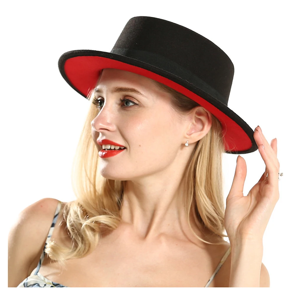 Женская Черная Шляпа Fedora с широкими полями шерстяная шляпа для церкви женская