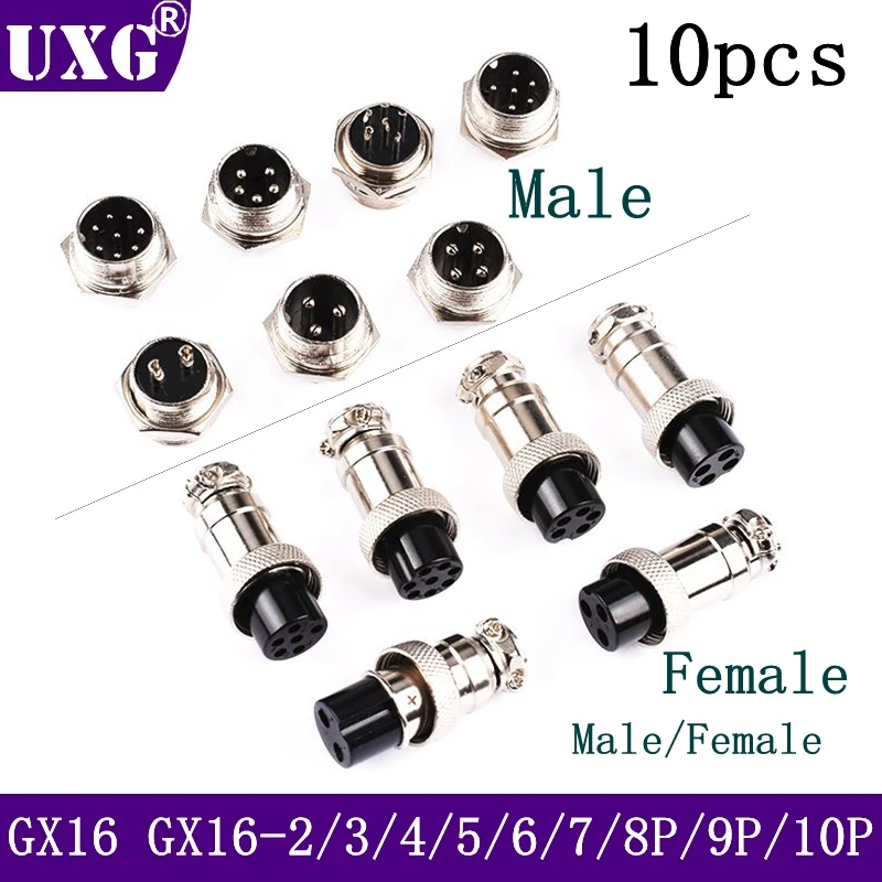 

10Set GX20 GX16-2/3/4/5/8/9/10 14Pin Male Female Diameter 16mm Wire Panel Connector GX16 Circular Connector Aviation Socket Plug