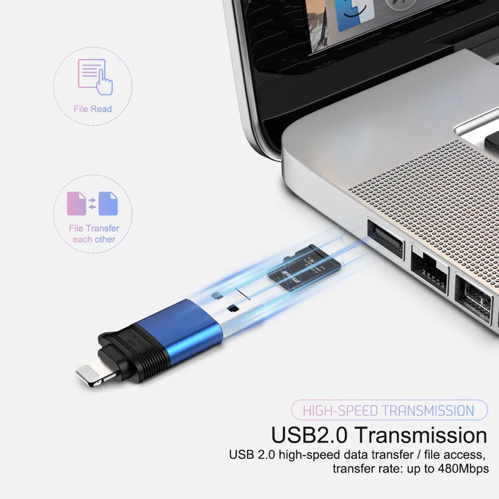 Адаптер OTG для lightning USB iPhone 7 8 6 Plus X 10 11 комплект подключения камеры iPad iOS 12 13