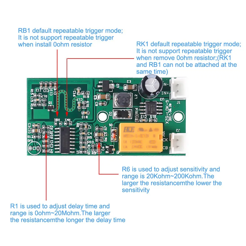 Microwave Radar Sensor Module Delay Time Relay Switch Controller 3.3V 5V 12V 24V 36V Sensing Distance 5m 10m 15m