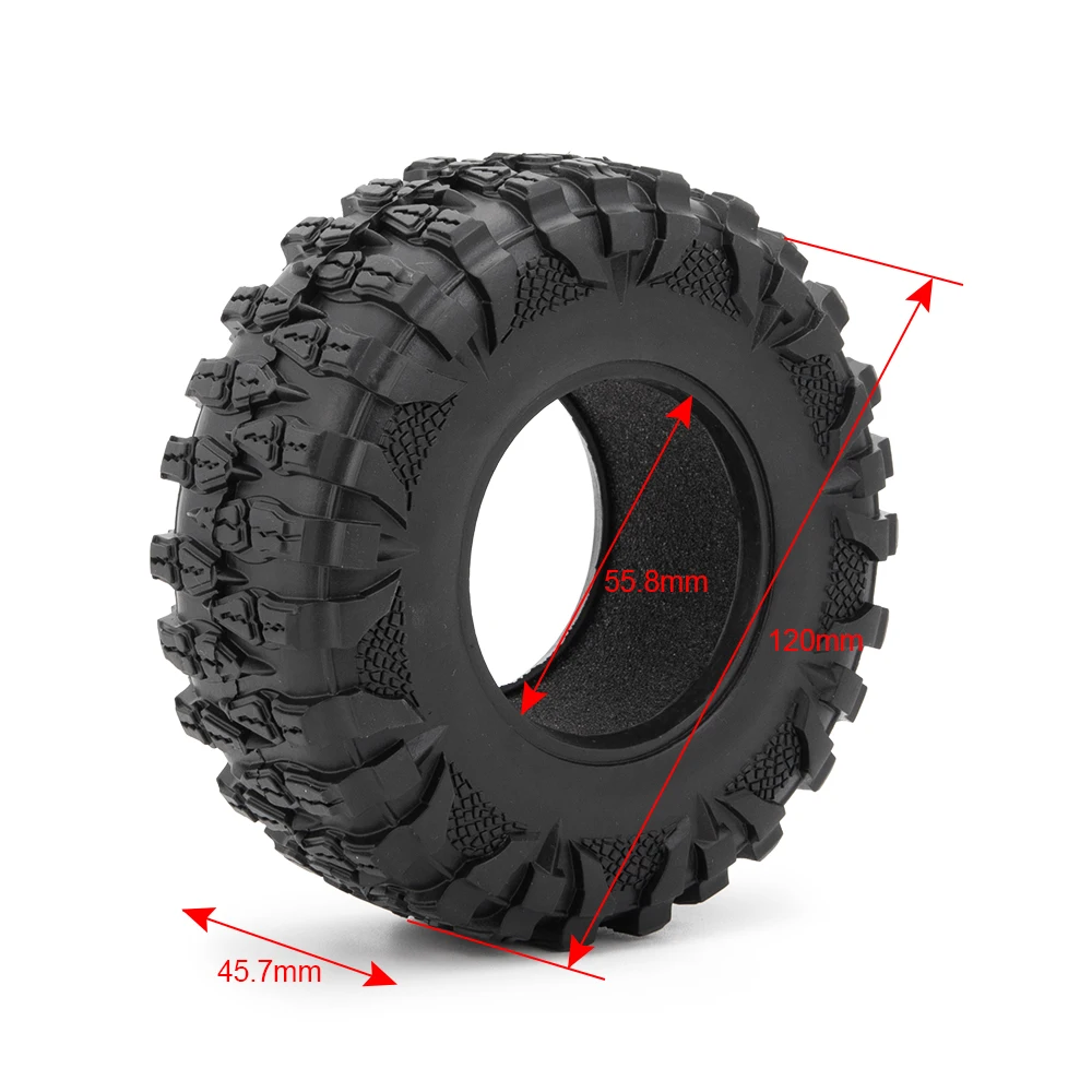 AXSPEED 2.2inch Rubber Wheel Tires Skin 120mm RC Car Wheel Tires for 1:10 RC Rock Crawler Wraith 90018 SCX10 90046 D90 D110 images - 6