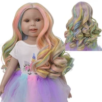 aidolla doll hair rainbow long wavy curly hair for dolls heat resist doll wigs for 18 dolls accesorries