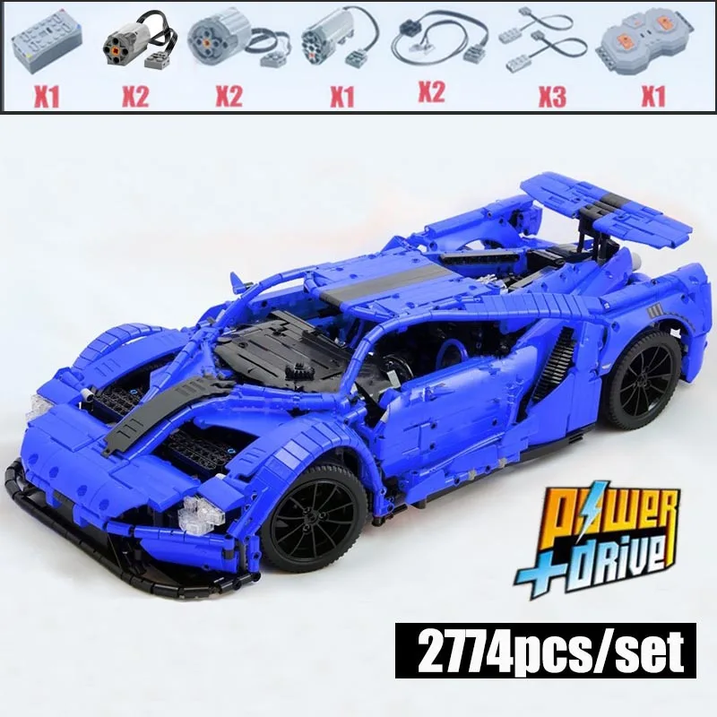 Новый спортивный автомобиль MOC FORD GT Радиоуправляемый с функцией двигателя