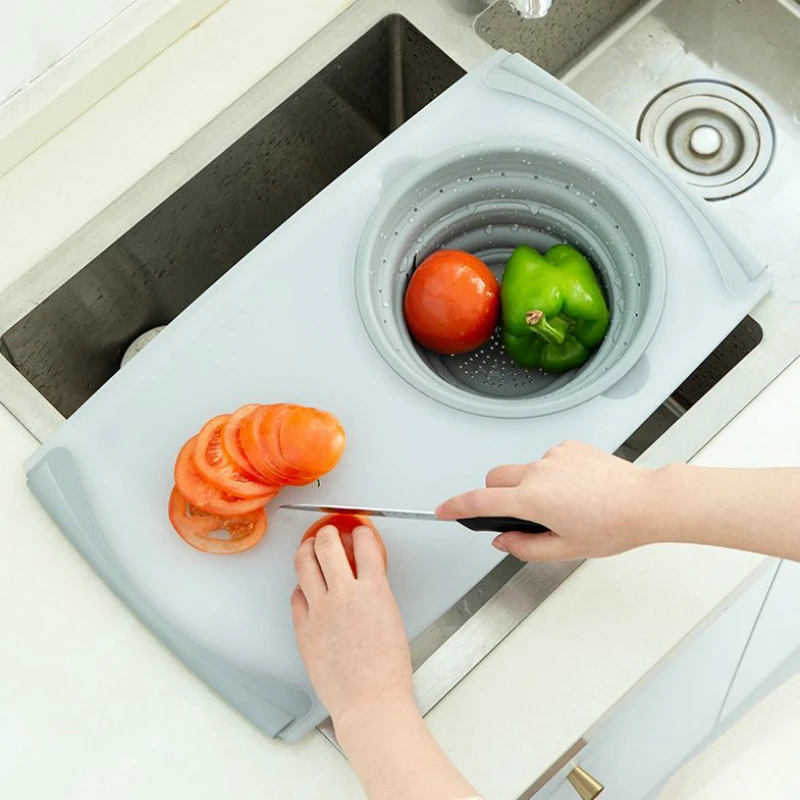 Innovative Multi-Functional 3 in 1 Chopping Board Detachable Folding Drain Basket Sink Cutting Kitchen Tools | Дом и сад