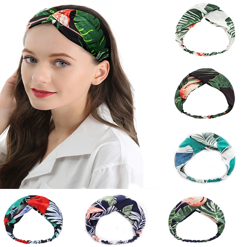 

Fashion Summer Bohemian Hairband Printing Retro Cross Headscarves Ladies Headband Girls Bandage Hairband Hair Accessories