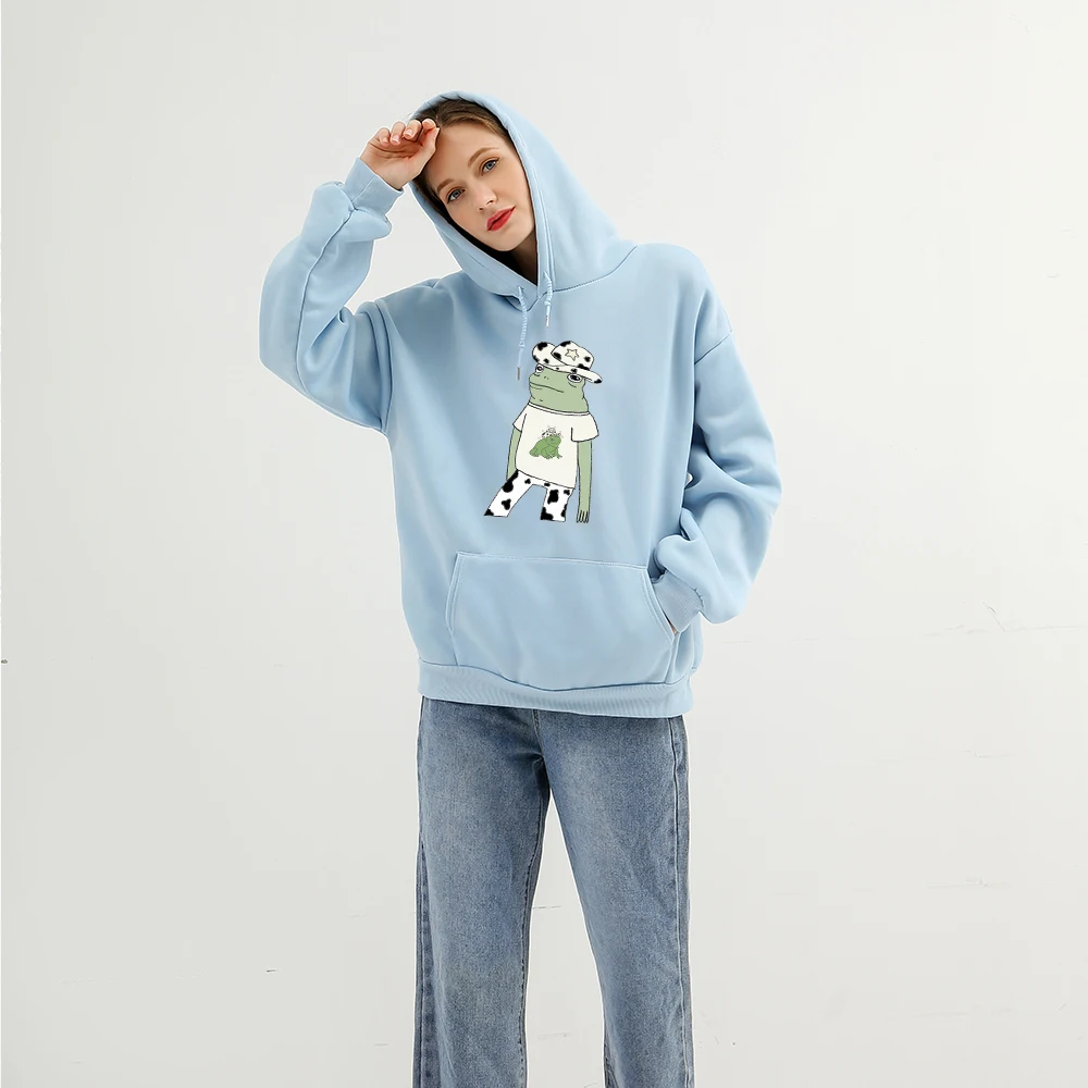 Frog Cow Hoody Jacket for Girl Sweetshirt Cute Sweatshirts for Teens Aesthetic Graphic Hoodies Women Sweetshirts Oversized Women