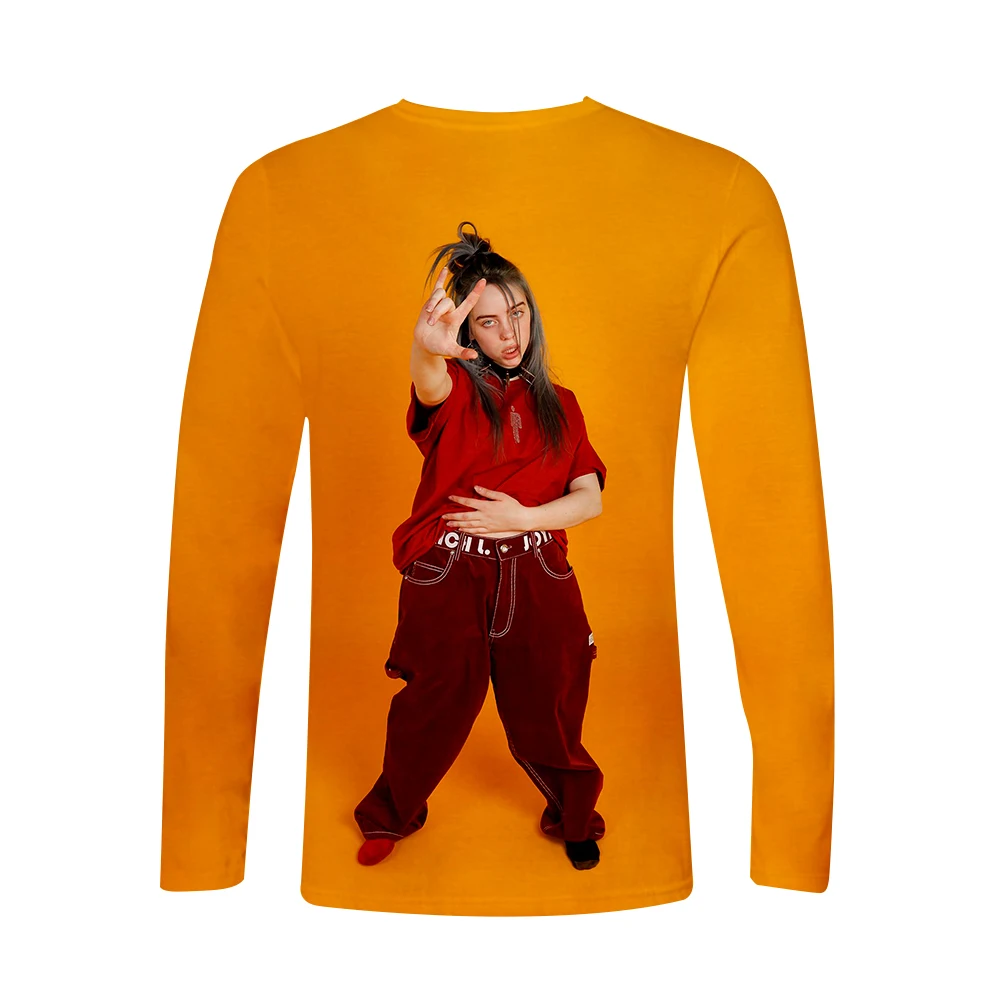 Поступление Billie Eilish 3D футболка для женщин и мужчин, футболки с длинным рукавом для девочек, Повседневная футболка Billie Eilish, футболки размера плюс, весенний Топ