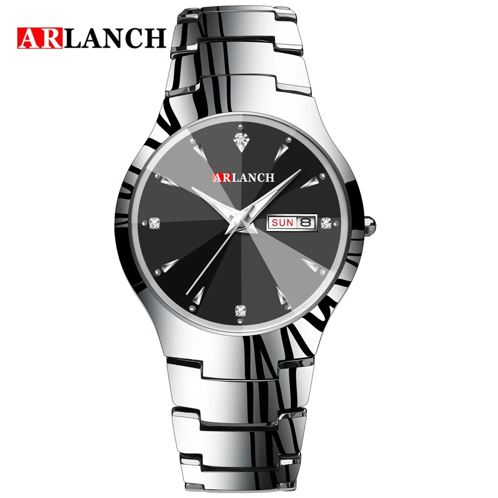 Man silver black ARLANCH новые брендовые парные часы мужские часы женские из нержавеющей стали модные часы reloj hombre reloj mujer - Цвет: Man silver black