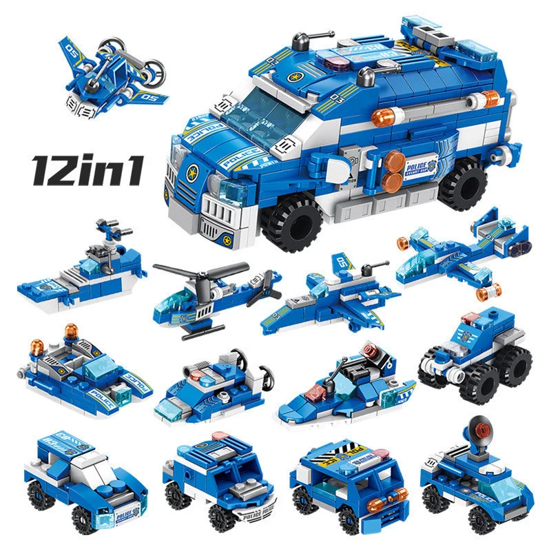 

12 In 1 Building Blocks City Assault Car Vehicle Compatible With City Series Bricks Educational Toy Block For Children