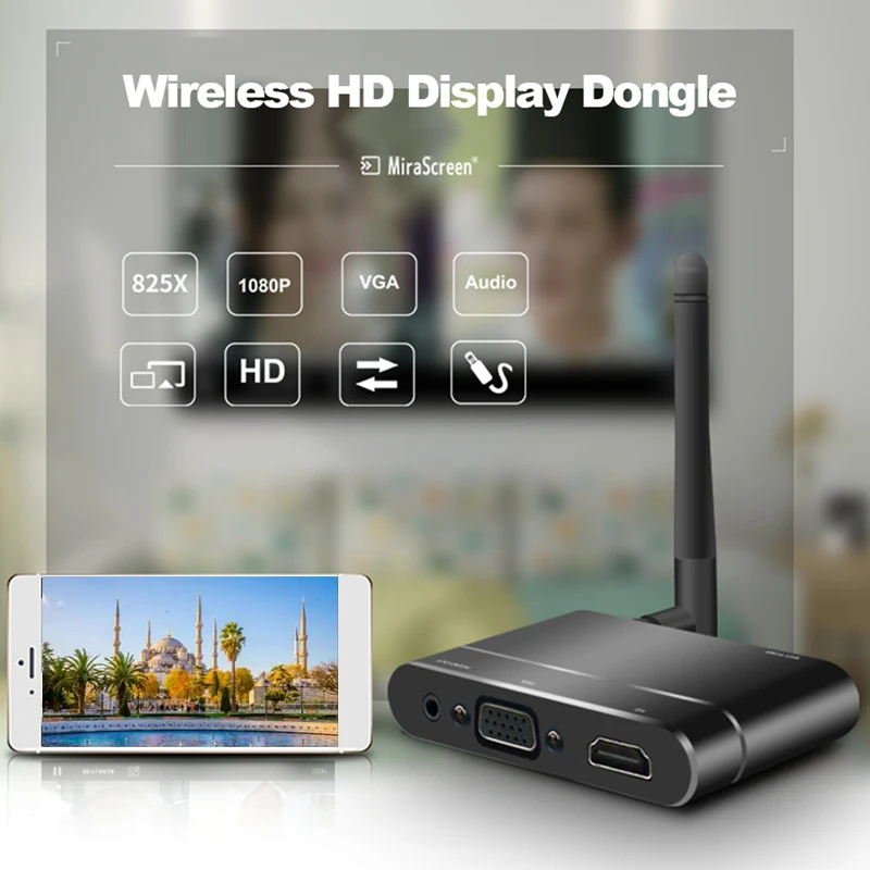 Беспроводной Wi Fi адаптер дисплея HDMI совместимый приемник 1080P HDTV VGA Аудио Видео
