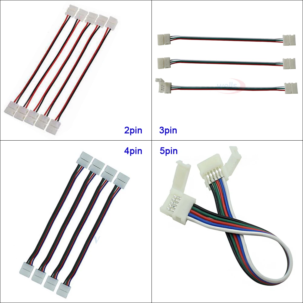 5-100 шт 2pin 3pin 4pin 5pin соединитель двойной кабель для 3528 5050 WS2811 RGB RGBW светодиодные