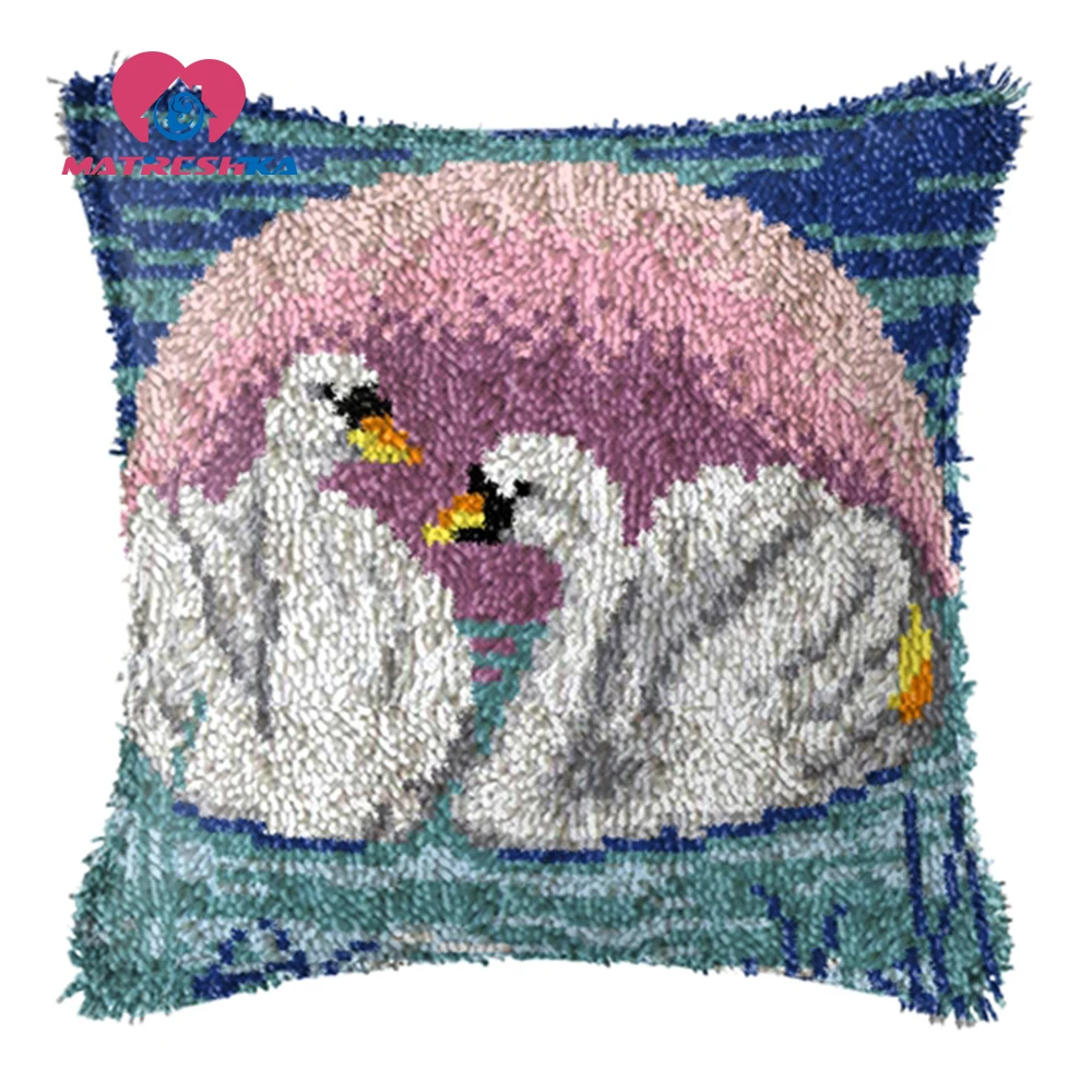 Лебедь ковер Вышивка крестом Подушка с защелкой крючок Сделай Сам пуговицы foamiran