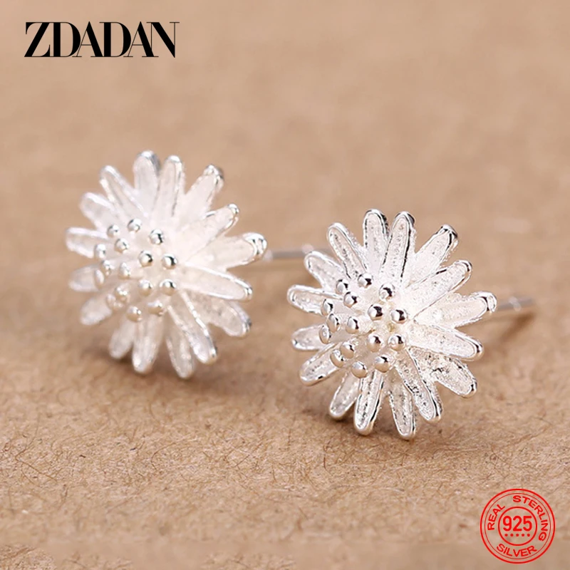 Женские серьги в виде цветка ромашки из серебра 925 пробы | Украшения и аксессуары