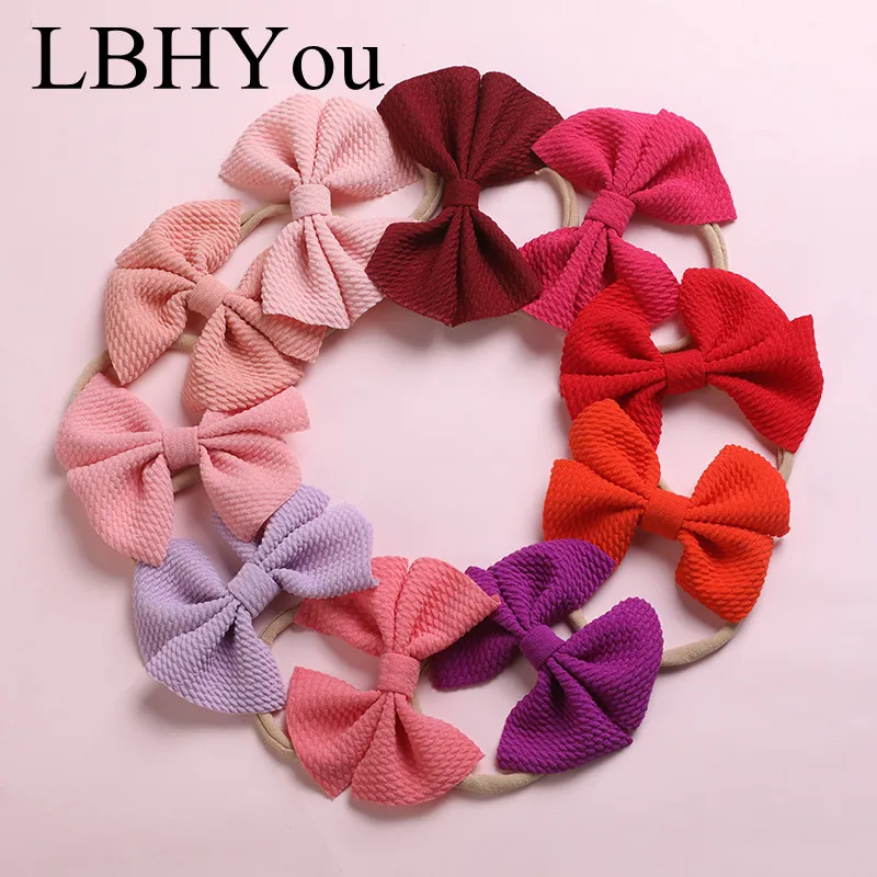 

20 шт., вафельные нейлоновые повязки на голову для маленьких девочек, эластичные нейлоновые аксессуары для волос для новорожденных девочек, ...