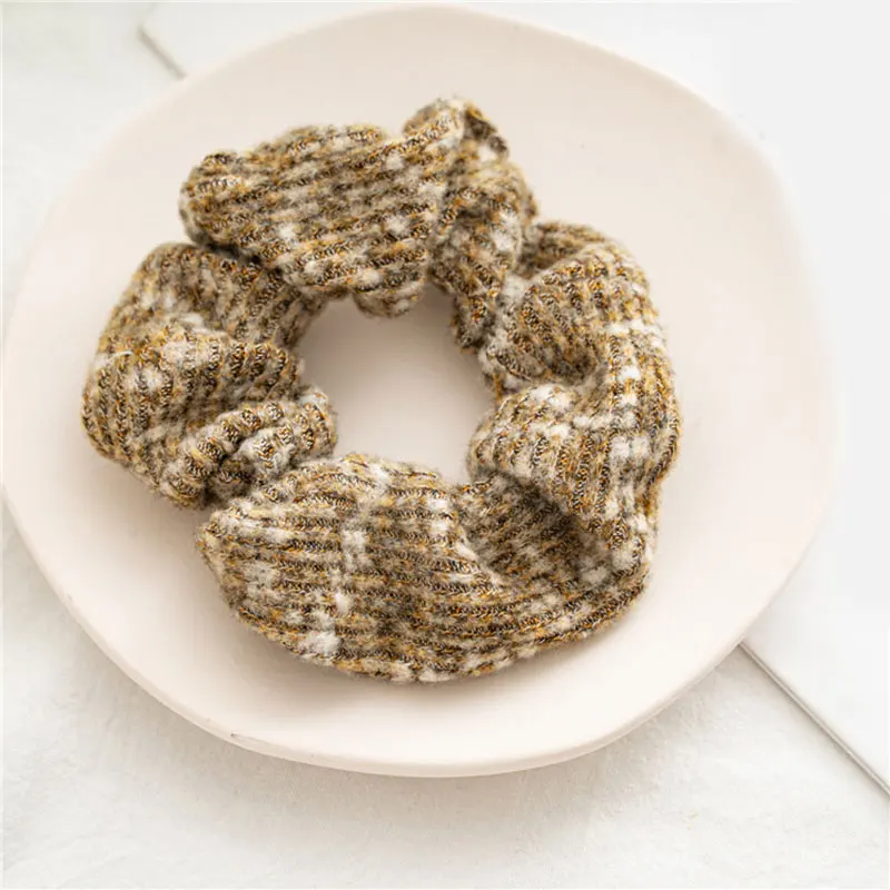 

Knitted Hair Scrunchies For Women Fashion Striped Hair Tie Rope Rubber Band Elastic Hair Bands Autumn Winter Hair Accessories