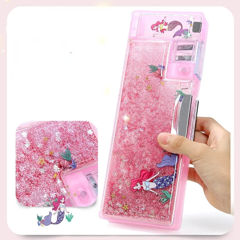 NEW 2022 Multi-function Quicksand Style Pencil Case Large-capacity Stationery Box Creative School Supplies Cute Kawaii Pen | Канцтовары