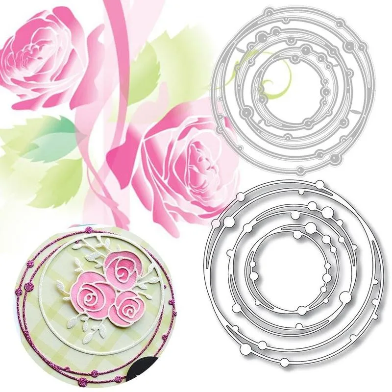 

3D Spotty Line Circle Nesting Frame Metal Cutting Dies For DIY Scrapbooking Album Decorative Embossing Craft Dies Cut
