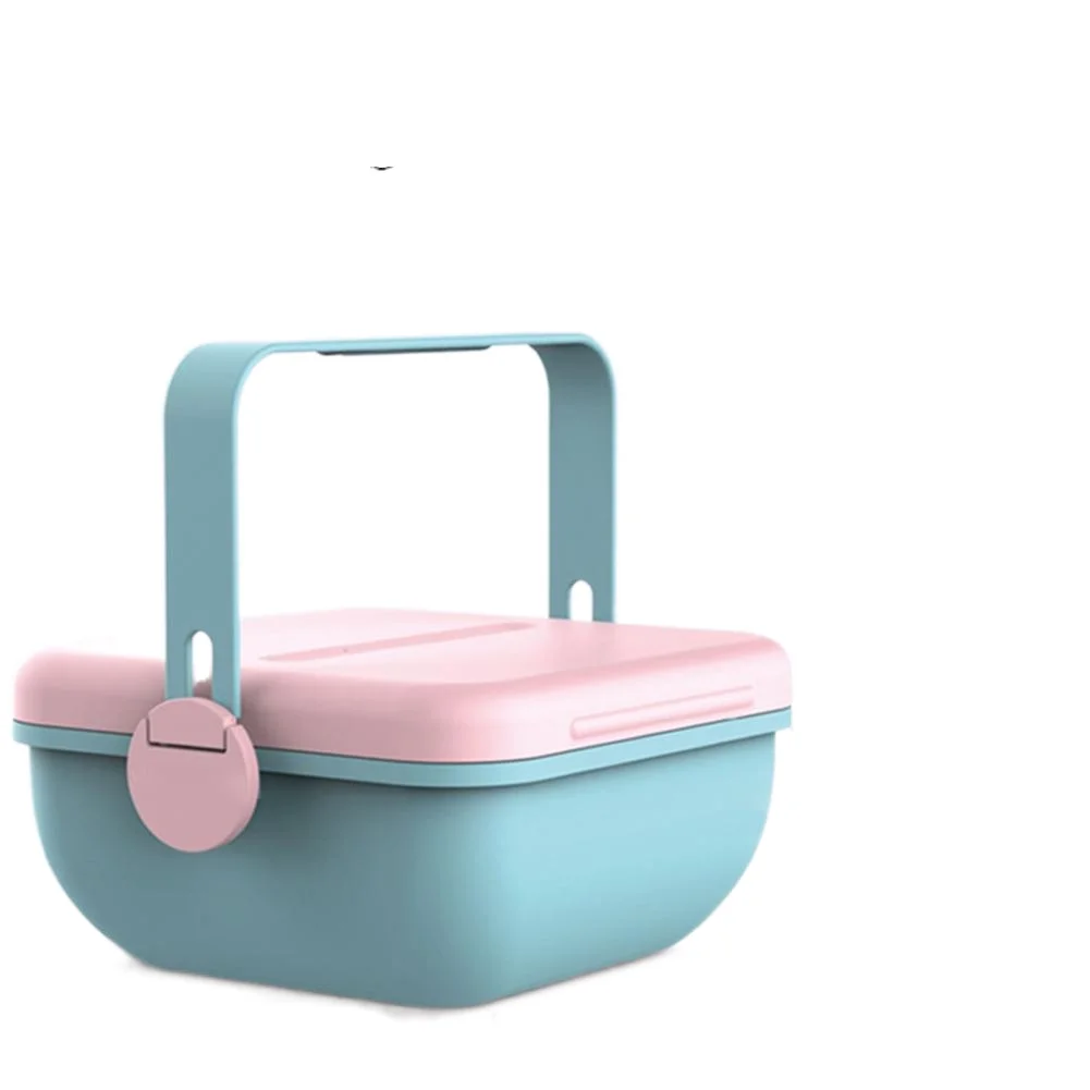 

Two Layer Color Block Heat Insulated Bento Lunch Storage Box Food Container Lunch Box Leak-Proof for Kids Children