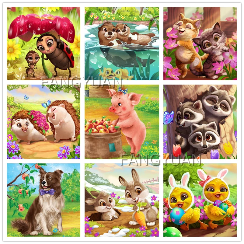 

5D DIY Diamond Cartoon Animal Picture Full square round Diamond Painting Mosaic Embroidery Cross Stitch Home Decoration Gift