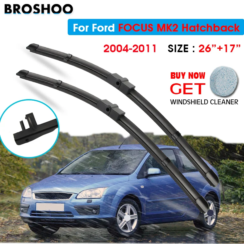 

Car Wiper Blade For Ford FOCUS MK2 Hatchback 26"+17" 2004-2011 Auto Windscreen Windshield Wipers Blades Window Wash U Hook Arms