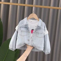1 3 year childrens denim spring autumnjackets girl flower jean jackets girls kids clothing baby lace coat casual outerwear