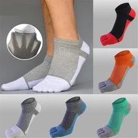 1 pair mens splicing mesh five finger toe socks cotton low cut ankle socks reduced pressure breathable five finger toe socks