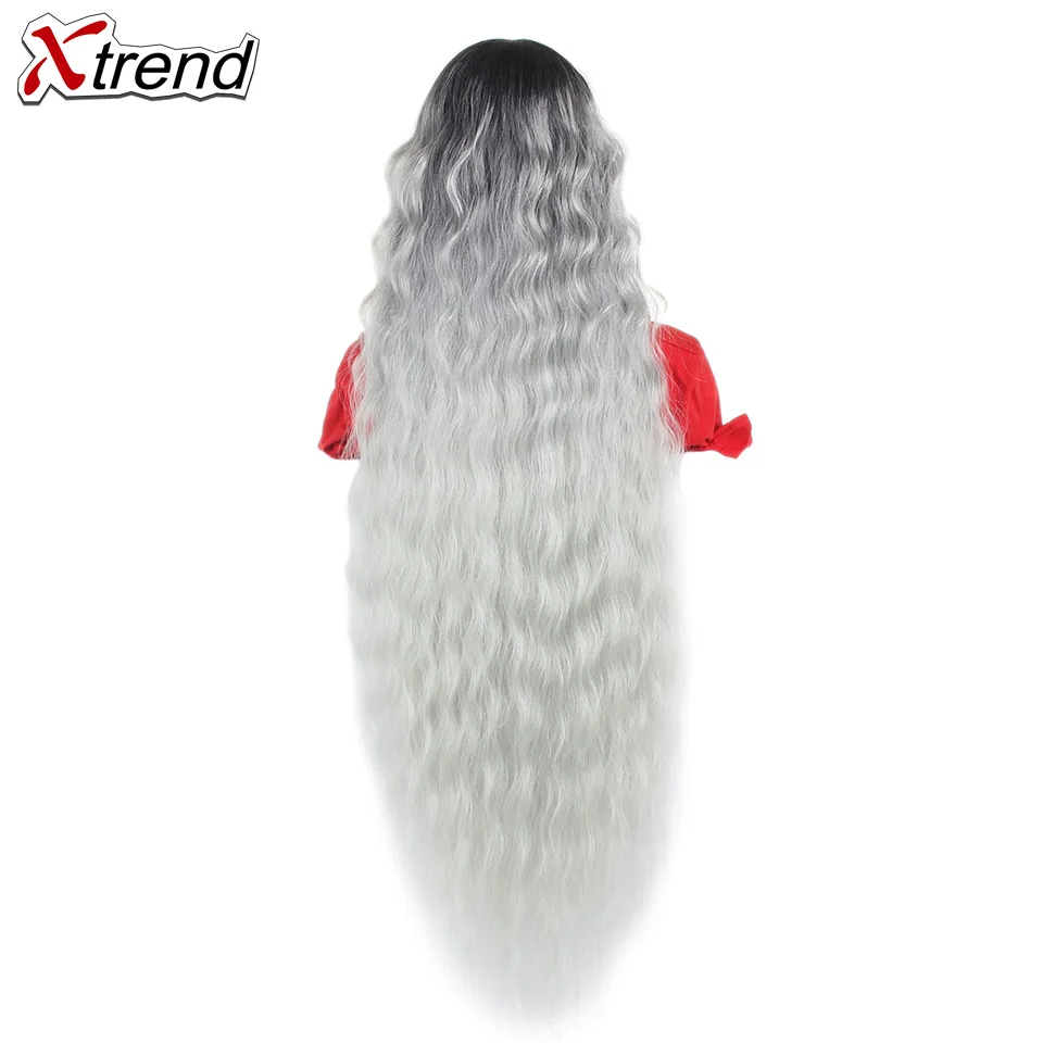 Xtrend, синтетический парик на кружеве, черный, 40 дюймов, 613, красный, коричневый, Омбре, парики для женщин, косплей, афро, длинные волосы, кудрявые, средняя часть - Цвет: TGR