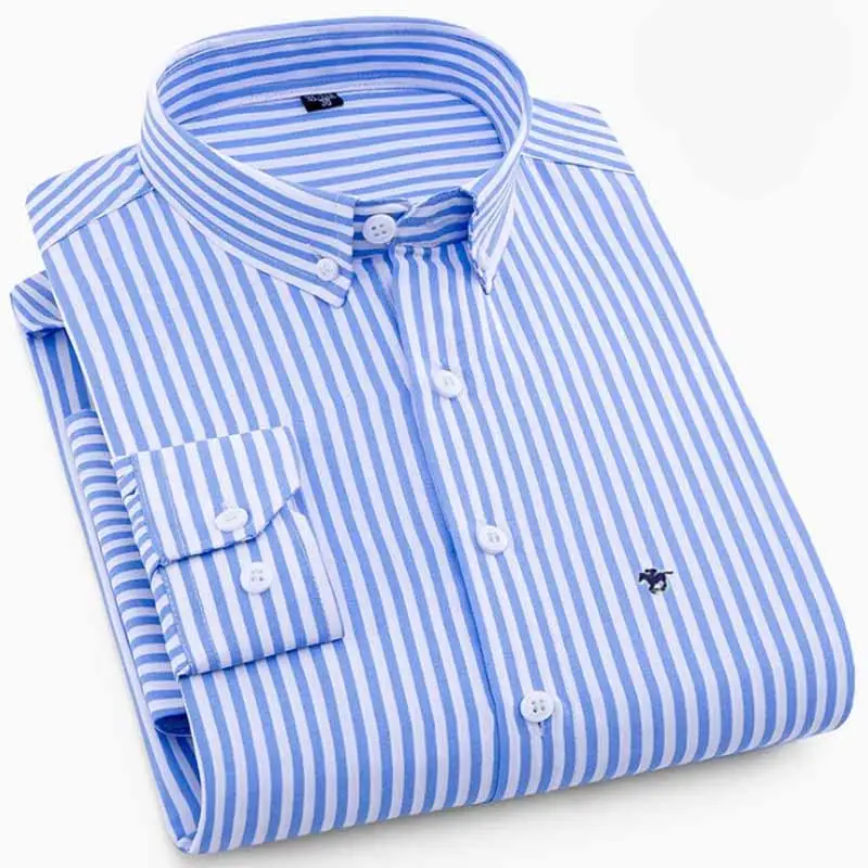 Хорошее качество 2019 новые мужские оксфордские рубашки с длинными рукавами