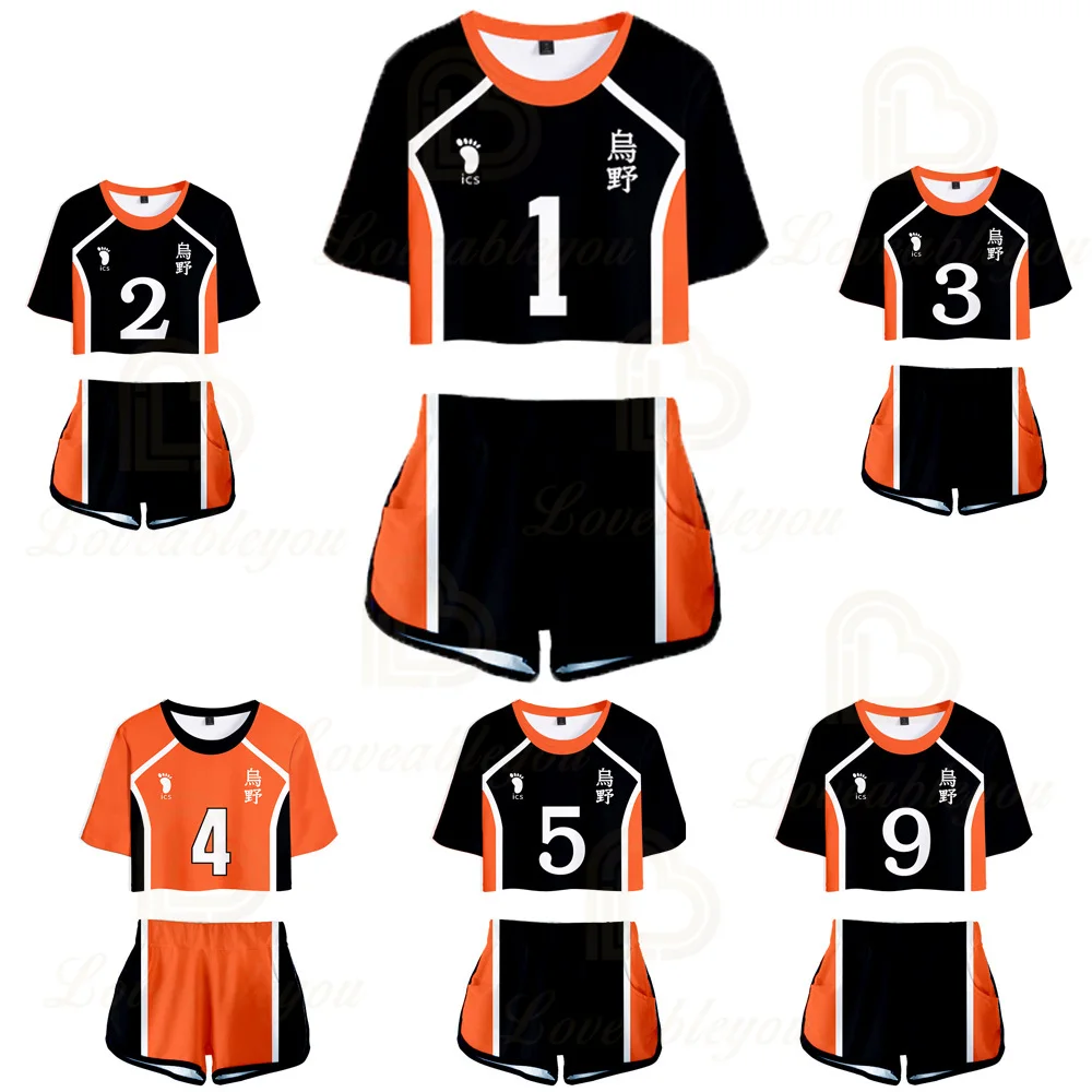 Футболка с открытым пупком и короткие брюки из двух предметов|Костюмы аниме| |