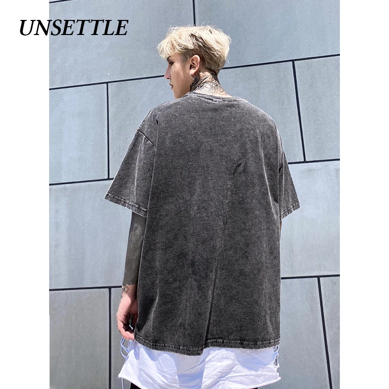 UNSETTLE Harajuku футболка большого размера для мужчин/женщин хип-хоп модная Готическая