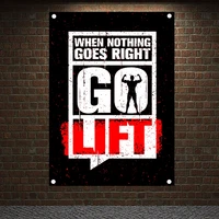 when nothing goes right go lift motivational workout posters exercise banners flags wall art canvas painting tapestry gym decor