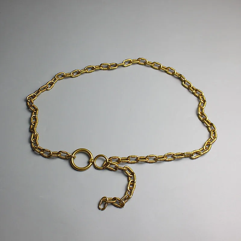 Fashionable Metal Chain Women's Waist Vintage Copper Letter D versatile Tide Belt Horse Title Buckle | Аксессуары для одежды