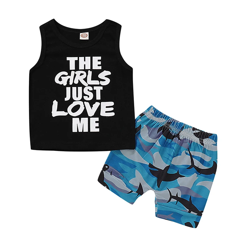 Одежда для малышей Для Мальчиков пляжные камуфляжная шорты костюм комплект