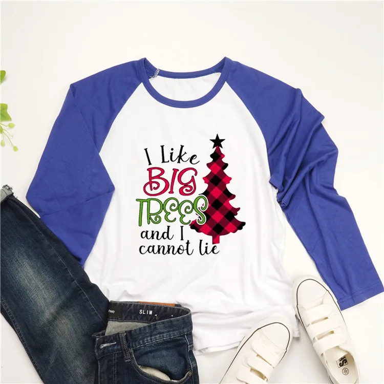 Футболка женская с надписью I Like Big Trees длинным рукавом в стиле Харадзюку размера