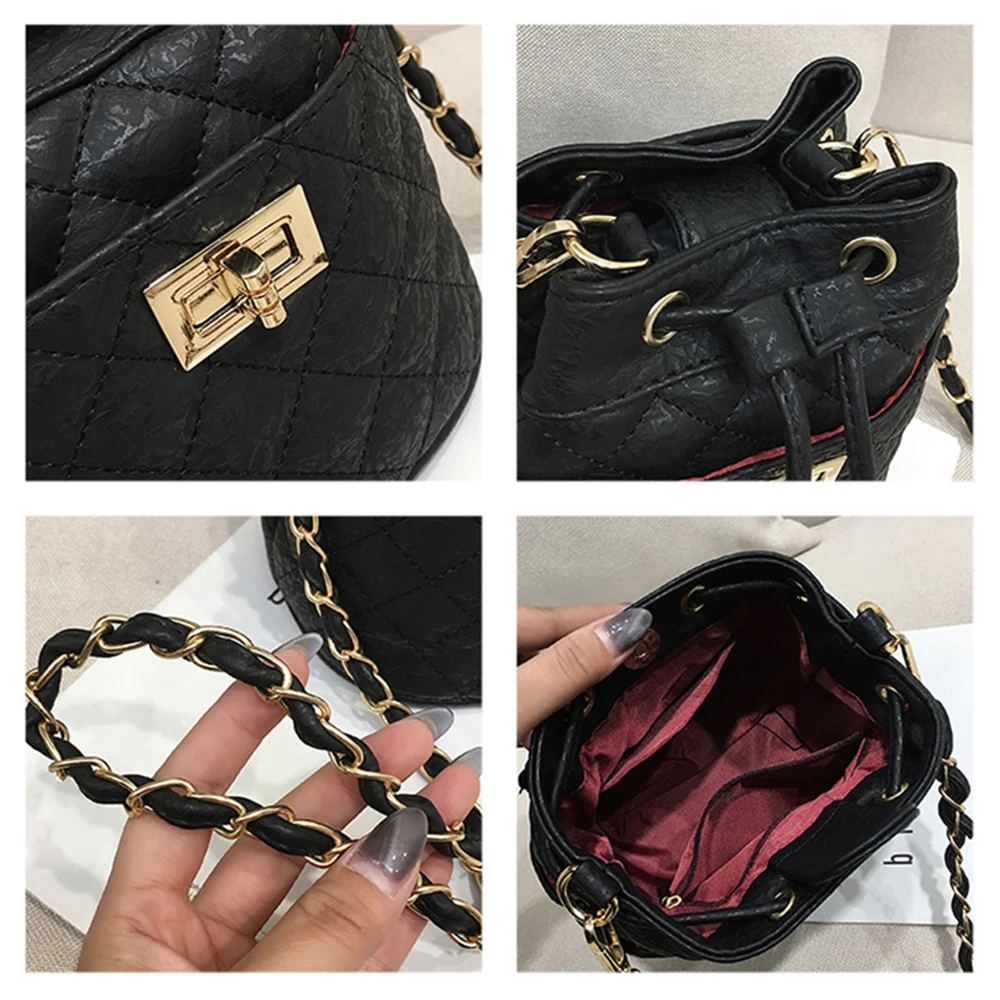 

Xiaoxiangfeng Lingge chain bag 2020 new female bag diagonal small bag shoulder simple fashion mini bucket bag