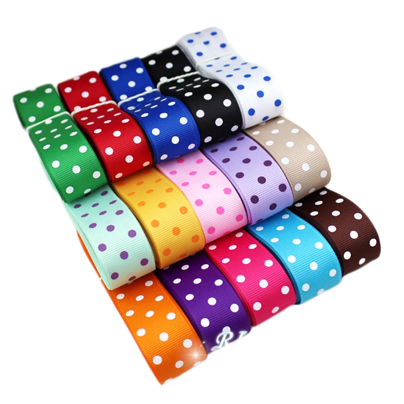 

Hot sale Arrive Wide (22mm) Grosgrain ribbon Polka Dots printed ribbon DIY Headdress Wedding Party Wrapping Decoration 4meters