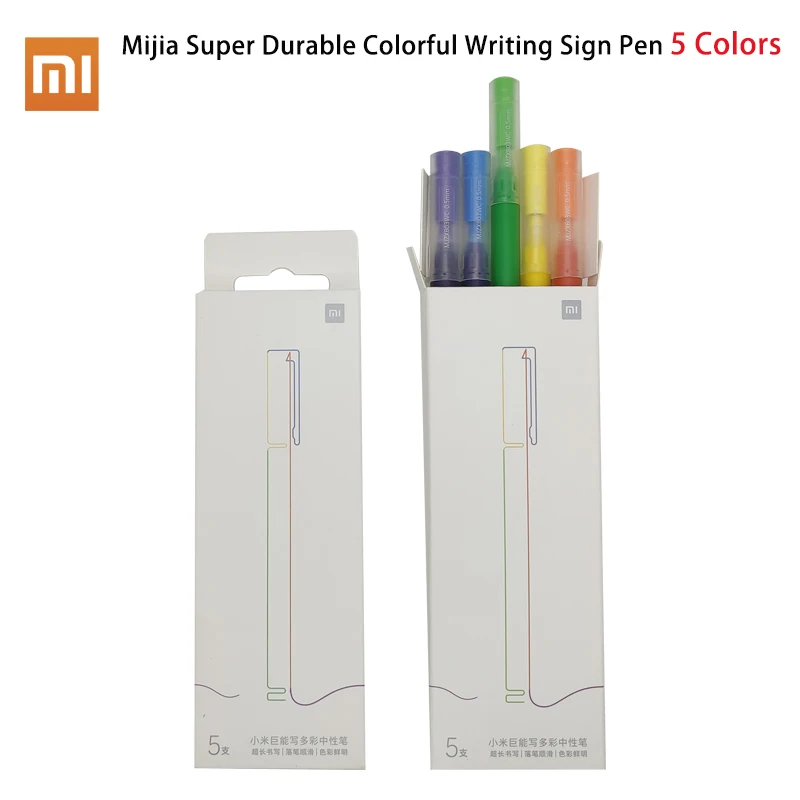 

NEW Xiaomi Mijia Super Durable Colorful Writing Sign Pen 5 Colors Mi Pen 0.5mm Gel pen Signing Pens For School Office Drawing