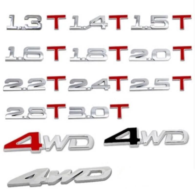 

1X Metal 3D 1.4 1.5 1.6 1.8 2.0 2.2 2.4 2.5 2.8 3.0 T logo Car rear trunk Emblem tail decoration badge displacement Sticker