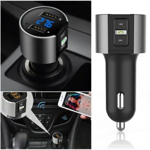 Автомобильное зарядное устройство с двумя USB, Bluetooth, fm-передатчик, mp3-плеер, радио, адаптер, комплект, Bluetooth, автомобильный fm-передатчик, аксессуары